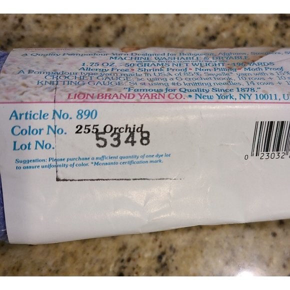Lion Brand Yarns 1 Skein Jamie America’s Favorite Baby Yarn 255 Orchid Purple - Picture 4 of 6